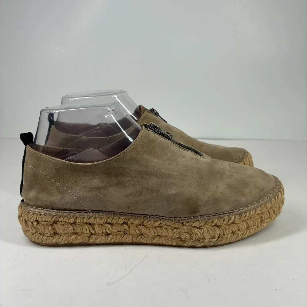 Eric Michael Serena Women's US 8.5–9/39 Taupe Suede Zip Espadrille Platform Shoe